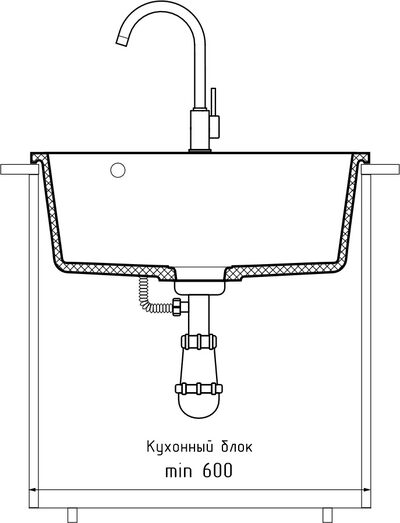 Мойка GRANFEST URBAN UR-658 580*490мм 1 чаша (песочный)