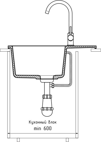 Мойка GRANFEST URBAN UR-658L 580*490мм 1 чаша+крыло (белый)