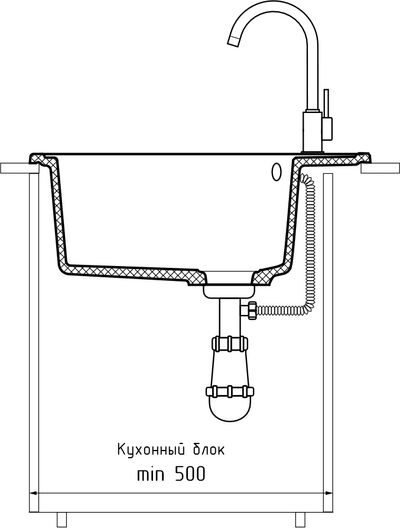 Мойка GRANFEST URBAN UR-857L 570*480мм 1 чаша+крыло (белый)