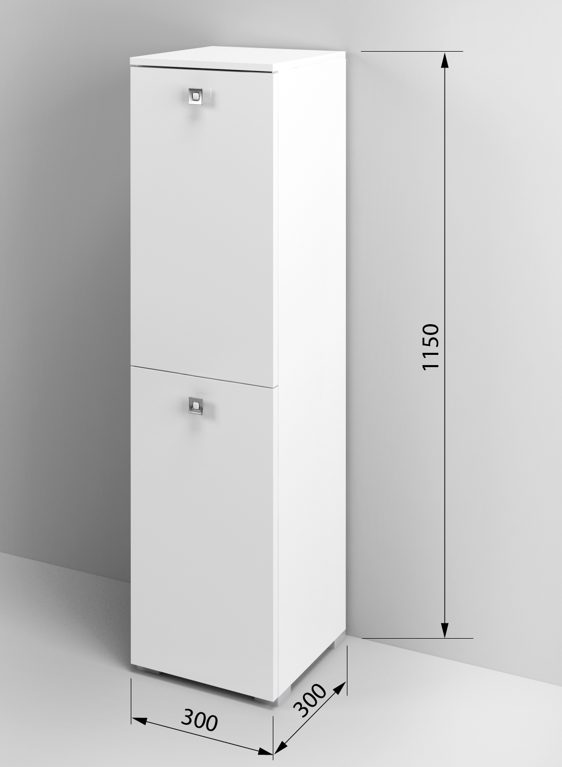 Высокий шкаф туалетный ВШТ SANTREK HOME 2 кор. (белый глянец) 300*1150*300