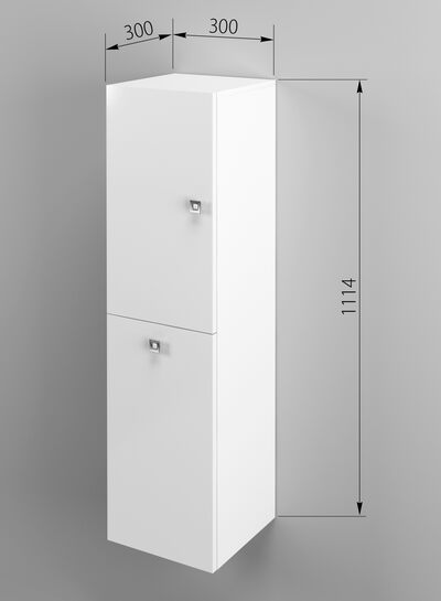 Подвесной высокий шкаф туалетный ПВШТ SANTREK HOME 1 дв. 1 кор. (белый глянец) левый 300*1114*300