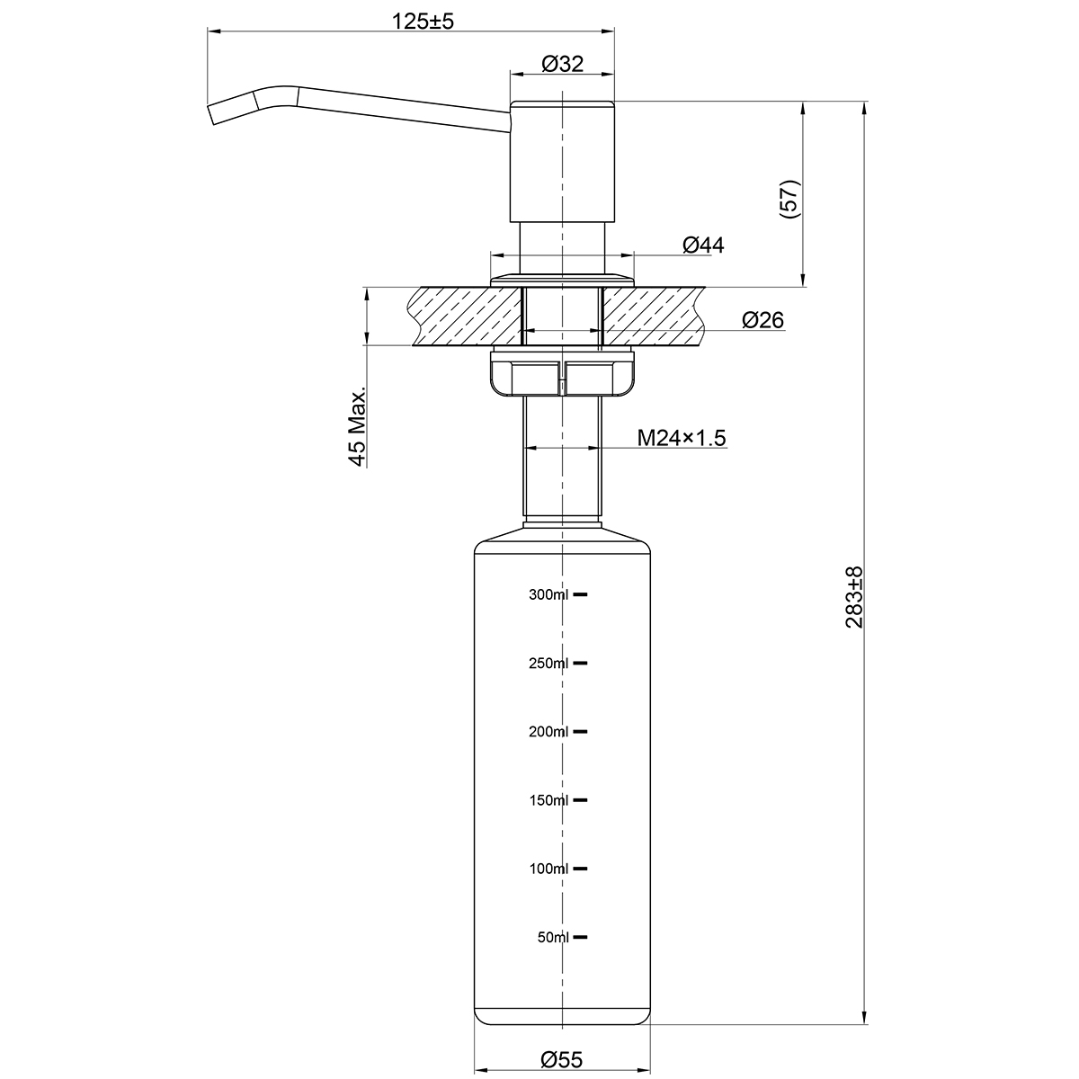 LM8201PBG EXPERT Дозатор для жидких моющих средств врезной ,нерж.сталь/пластик, БЕЖЕВЫЙ LEMARK