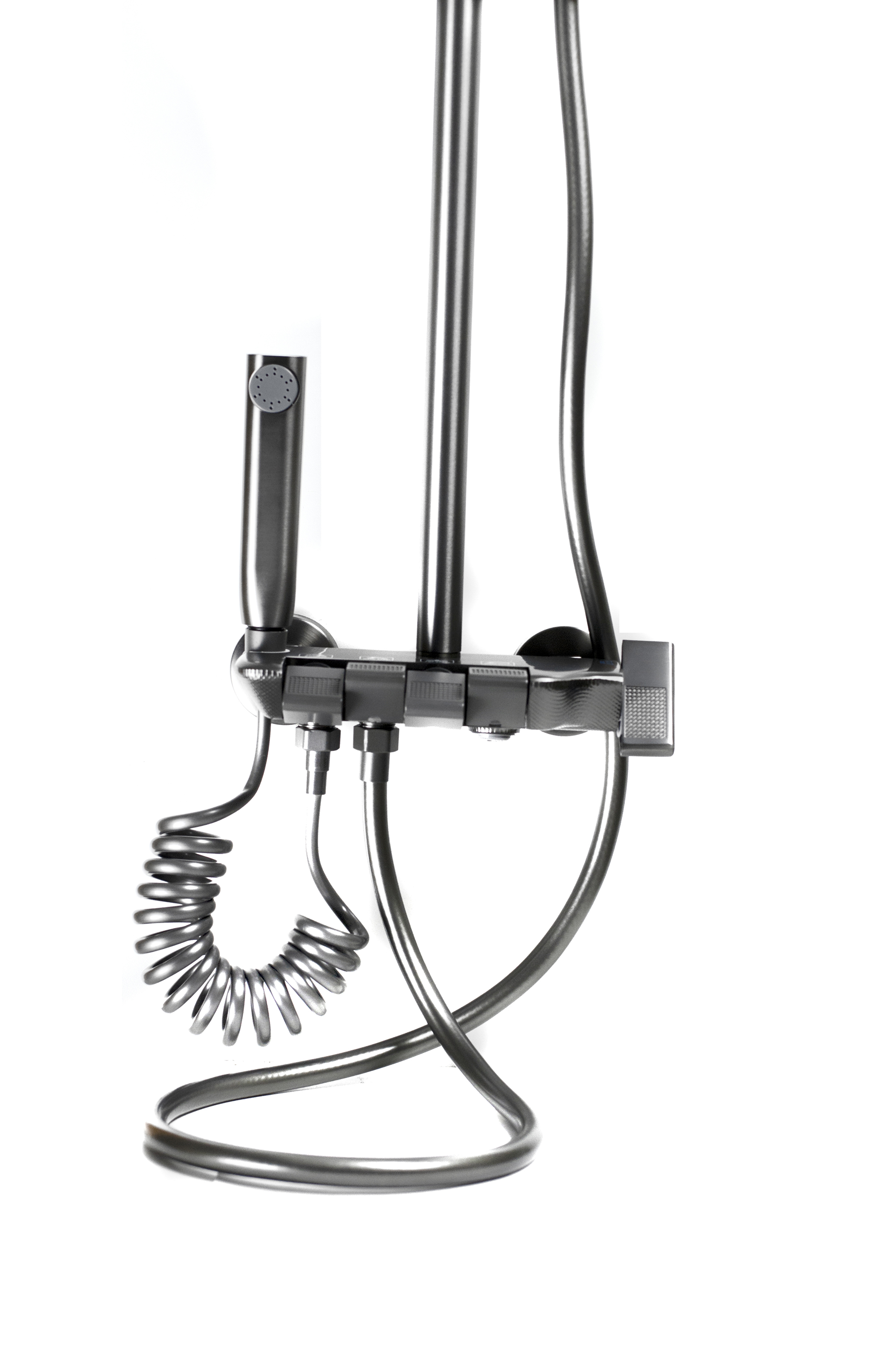 Душевая система SANTREK AQUA-1295 PRESTIGE (SAP-1295)  шар. d-28 с верхним душем, смесителем, гигиен лейкой (оруж сталь)