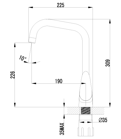 LM3355C Pramen Смеситель для кухни с высоким поворотным изливом, хром LEMARK