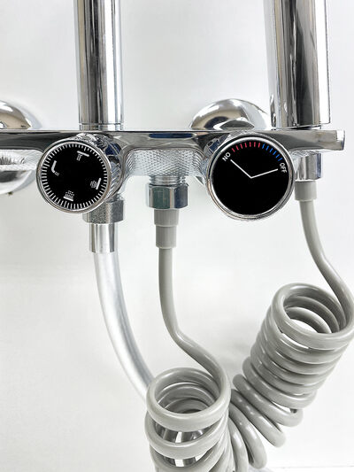 Душевая система SANTREK AQUA-1265 PRESTIGE (SAP-1265)  шар. d-28 с верхним душем, смесителем, гигиен лейкой (хром)