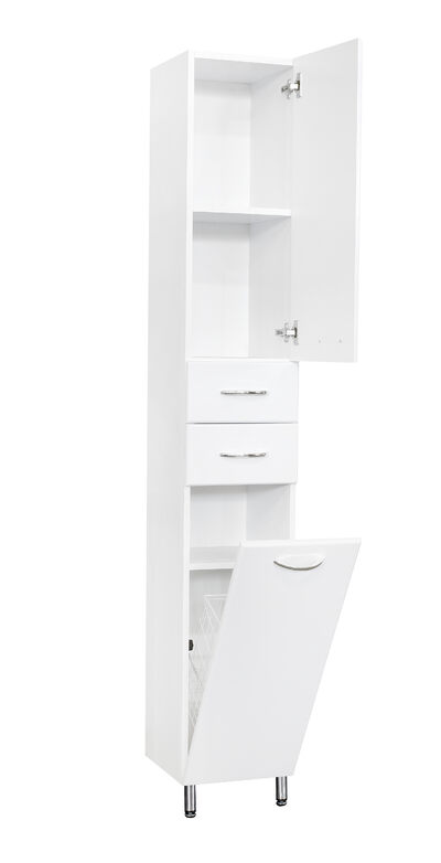 Пенал SANTREK HOME "СИТИ NEW-30" (Белый) 2 двери 2 ящика с корзиной Правый 300х1910х313 *