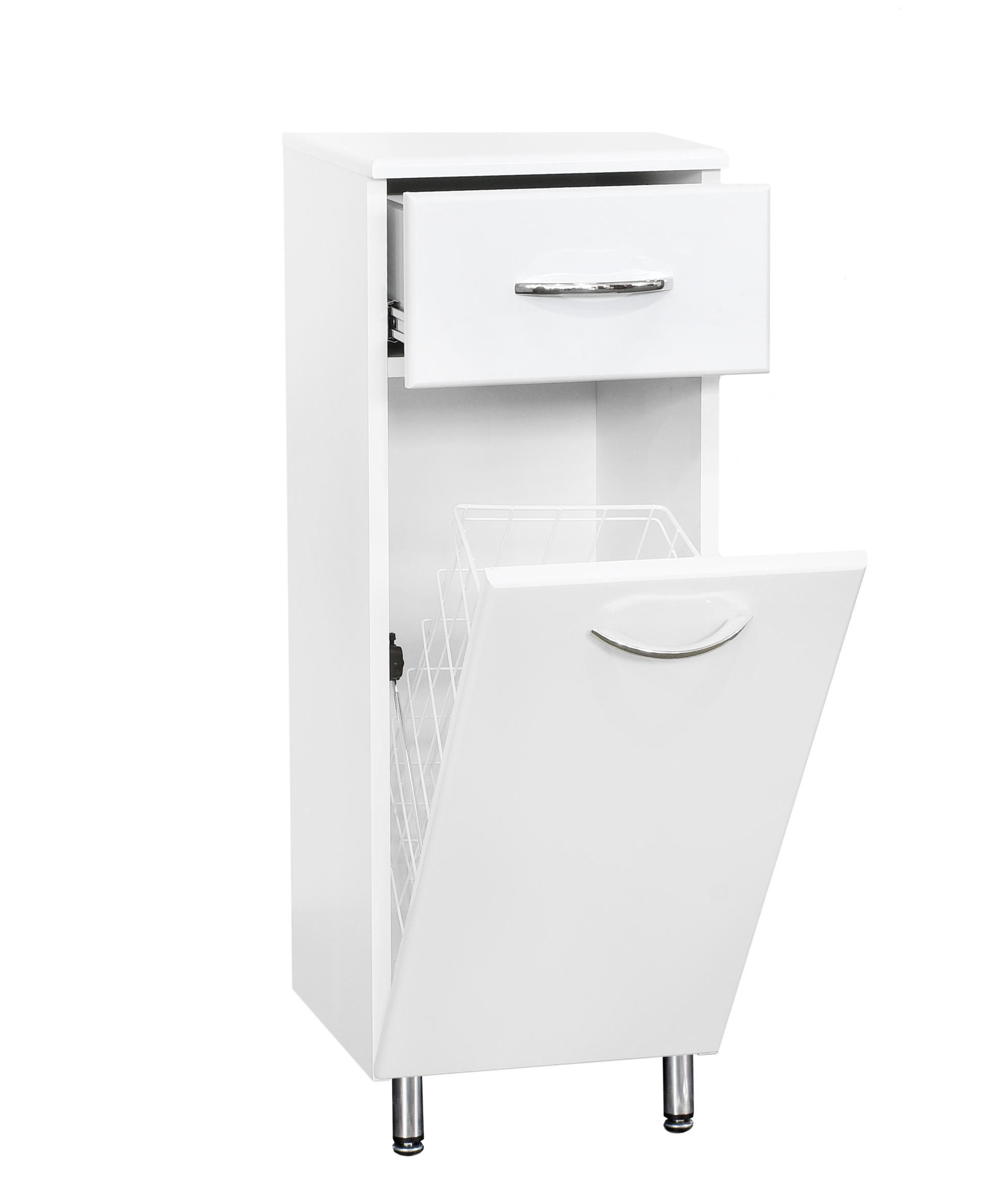 Полупенал SANTREK HOME "СИТИ NEW-30"белый с корзиной для белья 300х866х320 *