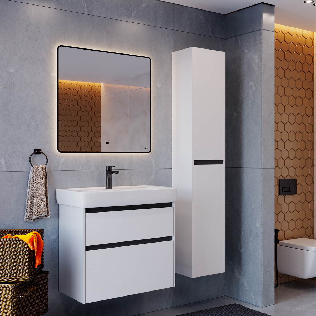 Зеркало Lemark MIOBLACK 100х80 см с интерьерной подсветкой, с подогревом LM100ZM-black