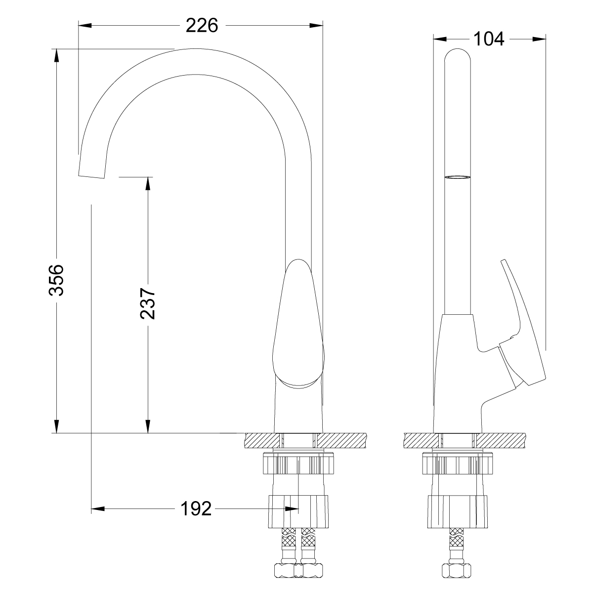 LM0405PSH Смеситель для кухни LEMARK Linara с высоким поворотным изливом ШАМПАНЬ (в цвет моек LEMARK)