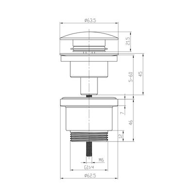 LM8500C Клапан донный универсальный Click/Clack 1 ¼, хром  LEMARK