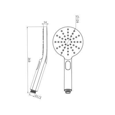 LM8122BL Лейка душевая 3-функциональная Ø120х260 мм, черный LEMARK