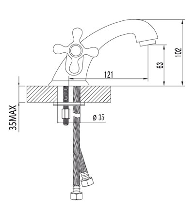 LM2106C Standard Смеситель для умывальника монолитный, хром LEMARK