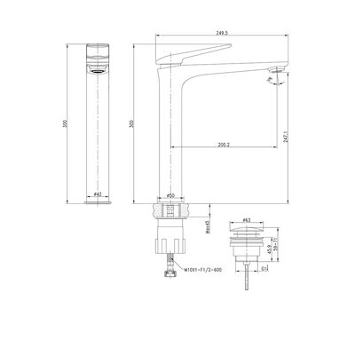 LM5909CW Allegro Смеситель для умывальника высокий, монолитный, хром/белый LEMARK