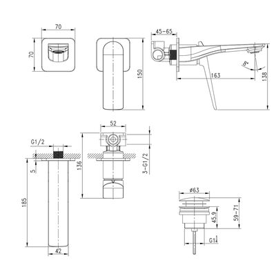 LM5936CW Allegro Смеситель для умывальника, встраиваемый, хром/белый LEMARK