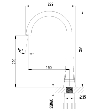 LM4555C Unit Смеситель для кухни с высоким поворотным изливом, хром LEMARK