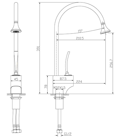 LM6005C Soul Смеситель для кухни с высоким поворотным изливом, хром LEMARK