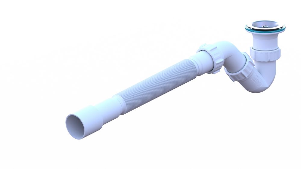 BT80145 Сифон для поддона S-обр. 1 1/2-40 c гофр.трубой 40*40х50 (1450мм.) ИНКОПЛАСТ