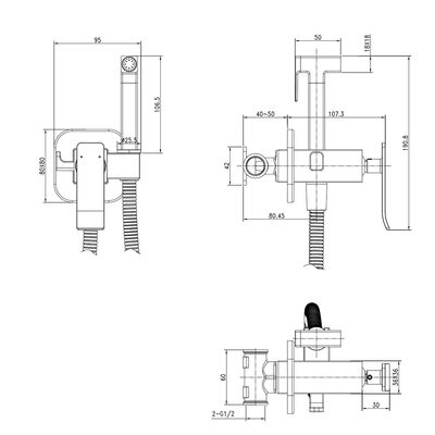 LM5820CW Contest Смеситель с гигиеническим душем, встраиваемый, хром/белый LEMARK