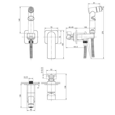 LM5920CW Allegro Смеситель с гигиеническим душем, встраиваемый, хром/белый LEMARK