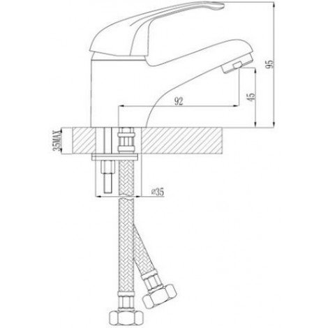 Смеситель Тюльпан шар d35, хром ROSSINKA A35-11