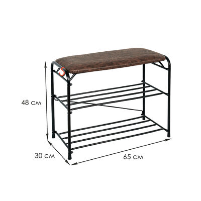 Подставка для обуви Альфа-23 С СИДЕНЬЕМ 3-х полочная Коричневый (650х300х480) ЗМИ (ПДОА23С КОР)