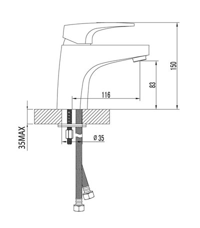 LM4306C Shift Смеситель для умывальника, монолитный, эко-картридж 40мм, хром LEMARK