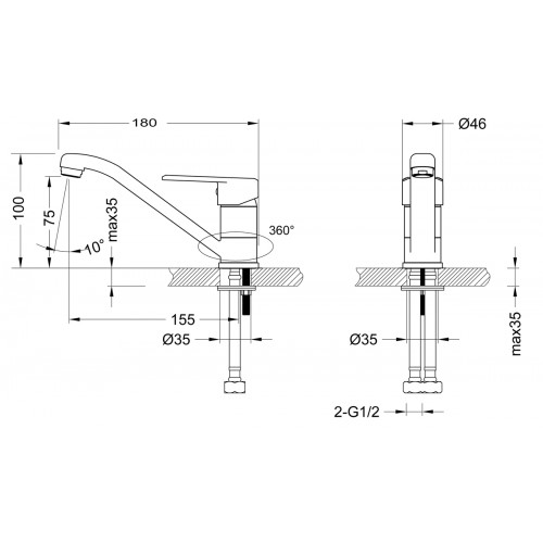 LM0307C Point Смеситель для умывальника с поворотным изливом, хром LEMARK