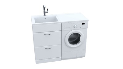 Подстолье SANTREK HOME "СИТИ NEW-110" (БЕЛЫЙ) левый 2 ящ. под стир. машину под умывальник "Cosmos-110" 1100х870х478