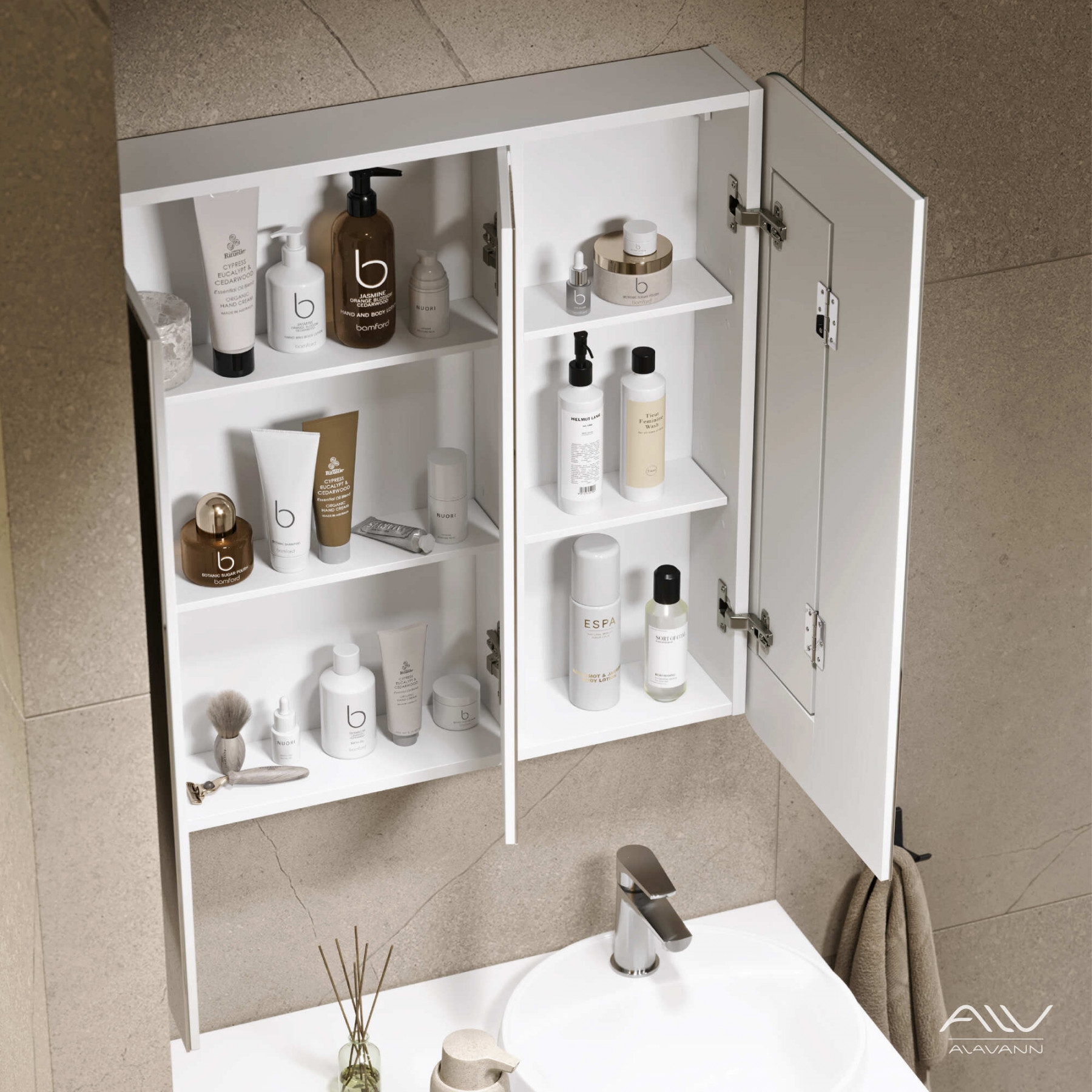 Шкаф зеркальный COSMETIC-80 белый Alavann