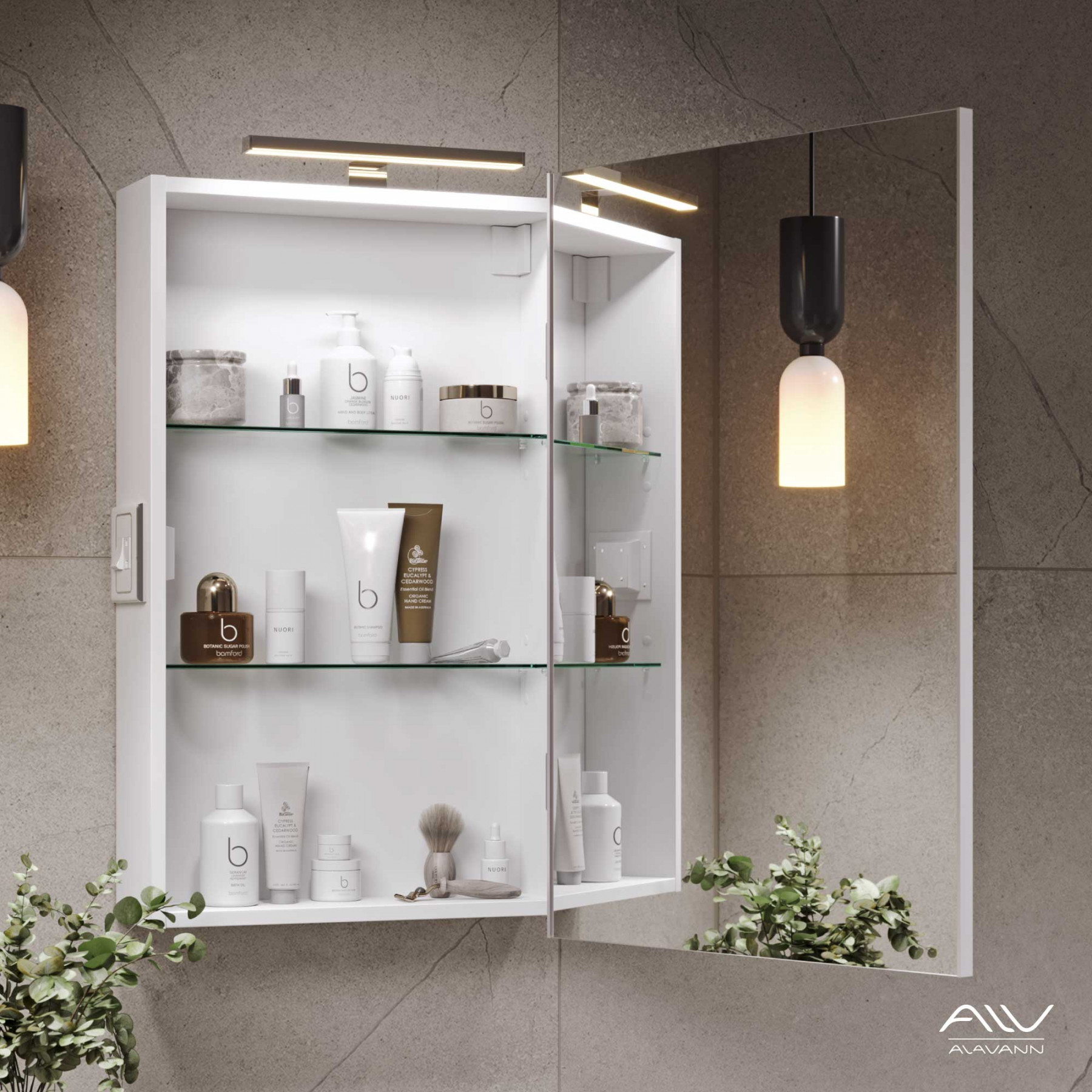 Шкаф зеркальный COSMETIC-55 белый Alavann 
