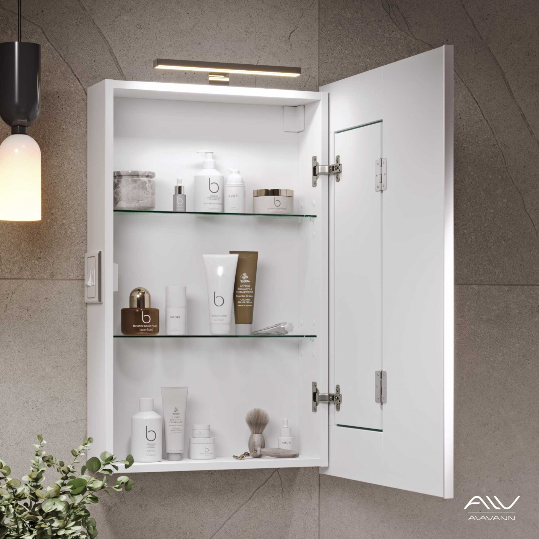 Шкаф зеркальный COSMETIC-55 белый Alavann 