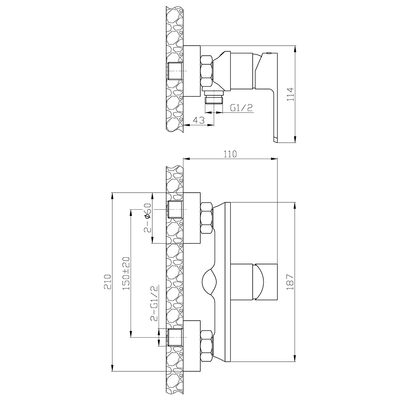 Смеситель для душа шар d35, ручная лейка, хром ROSSINKA RS50-42  