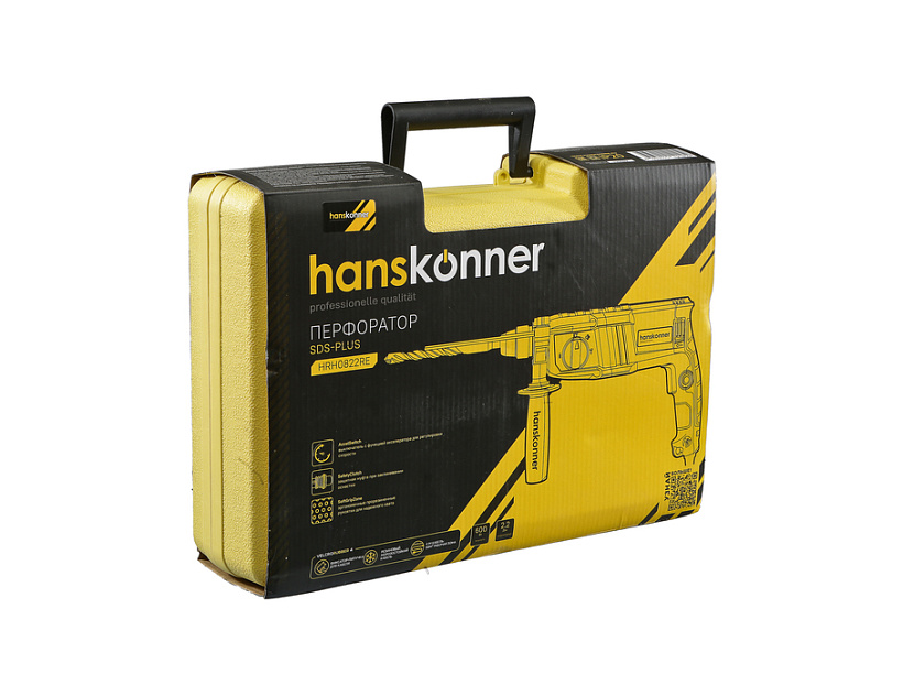 HRH0822RE Перфоратор Hanskonner, 600Вт, 22мм, 2.2Дж, 0-5500уд/мин, 3 реж, 4м рез кабель, кейс