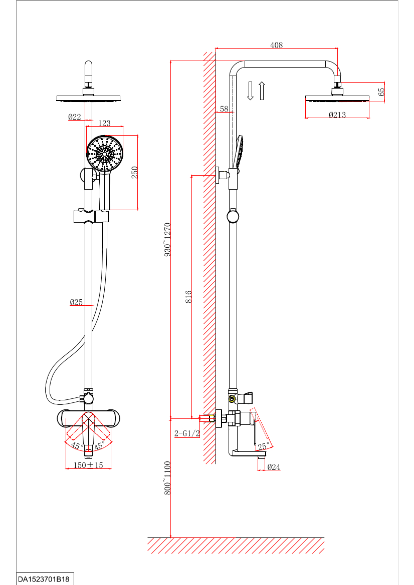 DA1523708B18 Душевая система D&K Bayern.Fürth  белый