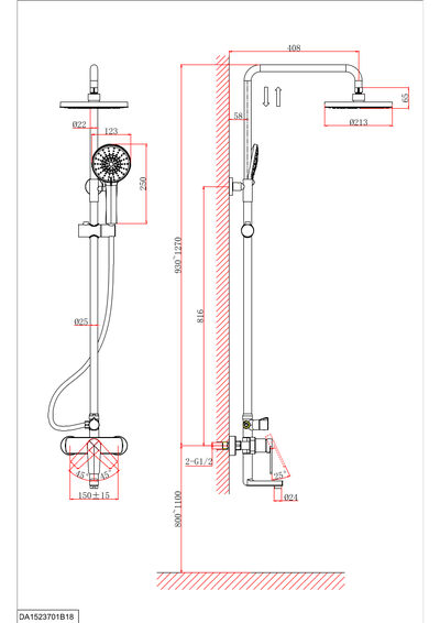 DA1523708B18 Душевая система D&K Bayern.Fürth  белый
