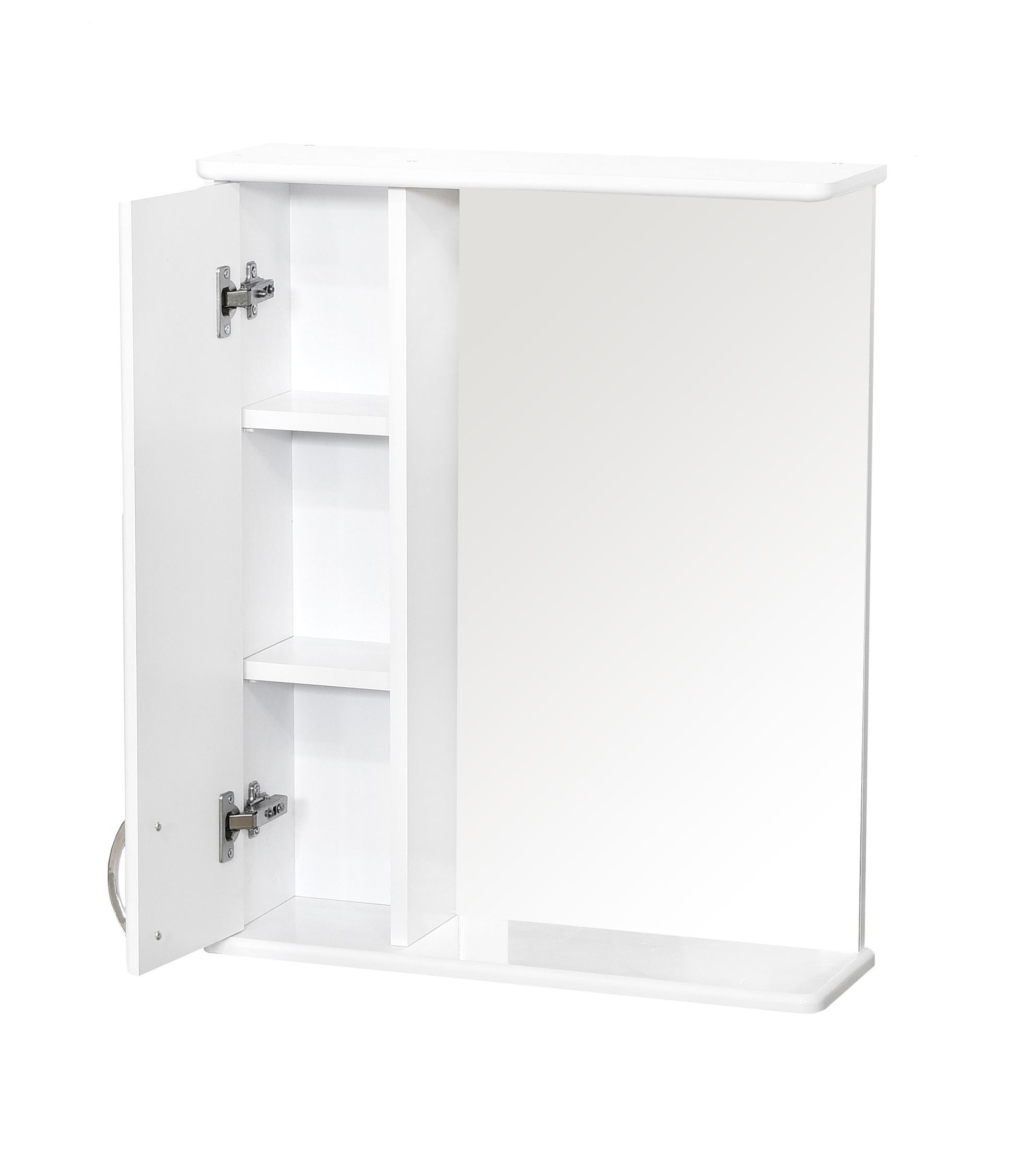 Зеркало-шкаф SANTREK HOME "СИТИ NEW-60" без подсветки (левый) белый 620х700х175