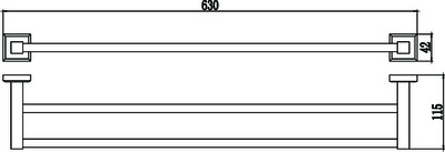 S-609548 Держатель для полотенец прямой (2-ой) 60 см Хром SAVOL