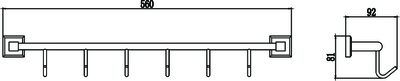 S-009576 Планка с крючками (6 крючков) Хром SAVOL