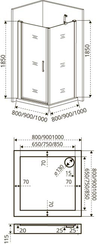 Душ.ограждение GOOD DOOR FANTASY СR-100-C-CH Г-образное, стекло прозр 6мм(б/поддона и автослива)
