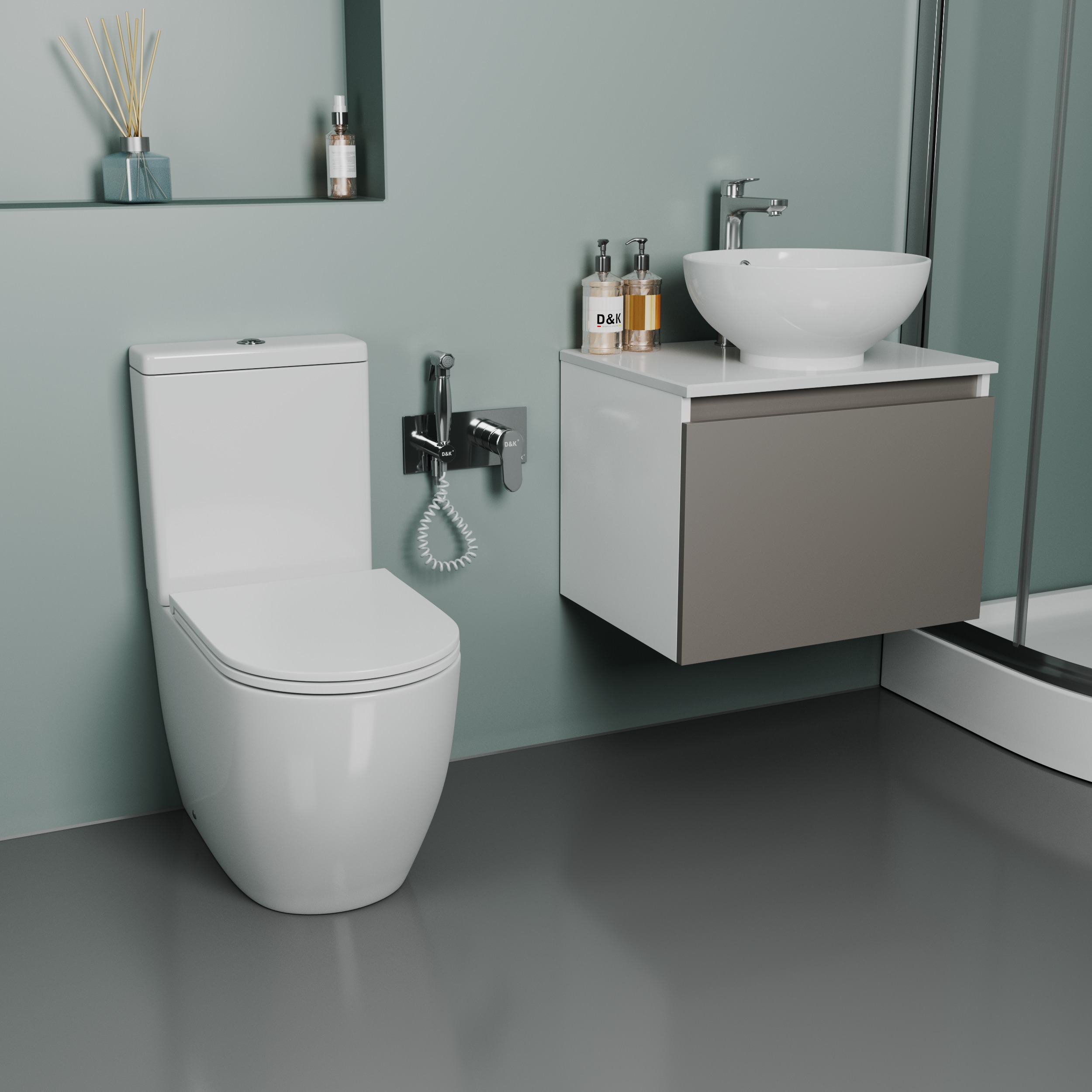  Унитаз-компакт безободковый ТОРНАДО D&K Matrix DT1397516, 630*365*840мм, сиденье микролифт, белый (2 части)   НОВИНКА !!!