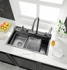 S-SC001Q Мойка для кухни р-р: 750х460х220мм прямоугольная, графит (2 места)