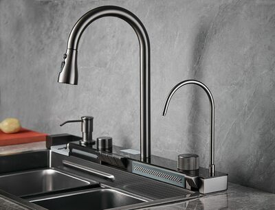 S-SC001Q Мойка для кухни р-р: 750х460х220мм прямоугольная, графит (2 места)