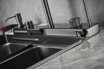 S-SC001Q Мойка для кухни р-р: 750х460х220мм прямоугольная, графит (2 места)