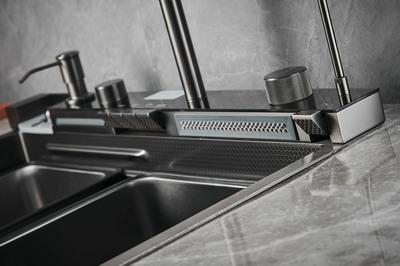 S-SC001Q Мойка для кухни р-р: 750х460х220мм прямоугольная, графит (2 места)