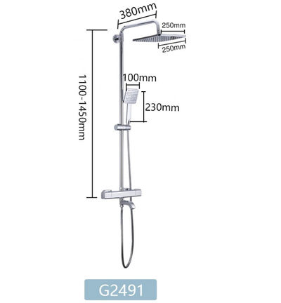 G2491 Душевая система GAPPO с верхним душем, термостатом и ручной лейкой (хром)