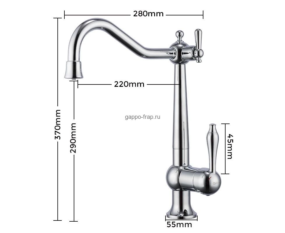 G4398-13 Cмеситель Кухня GAPPO d-35 c подключением фильтра питьевой воды (хром)