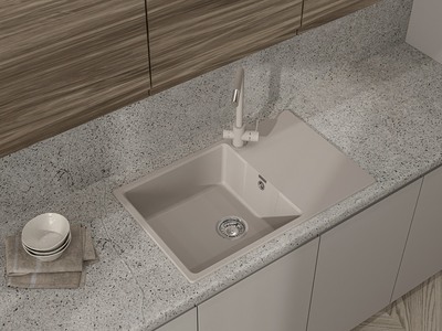 Мойка GRANFEST GF-UR-678L песочный 1-чаша+крыло 
