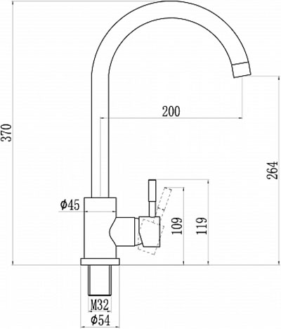 S-SUS3002H Смеситель Кухня SAVOL d=35, Чёрный