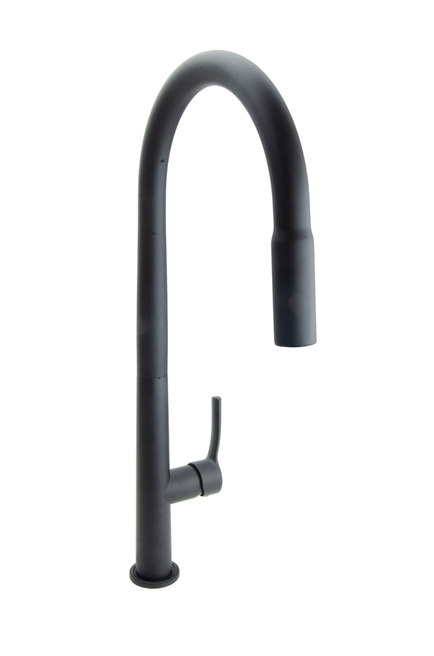 Смеситель Кухня SANTREK AQUA-1039 "PRESTIGE" (SAP-1039) шар. d-25 с выдвижным изливом (черный)