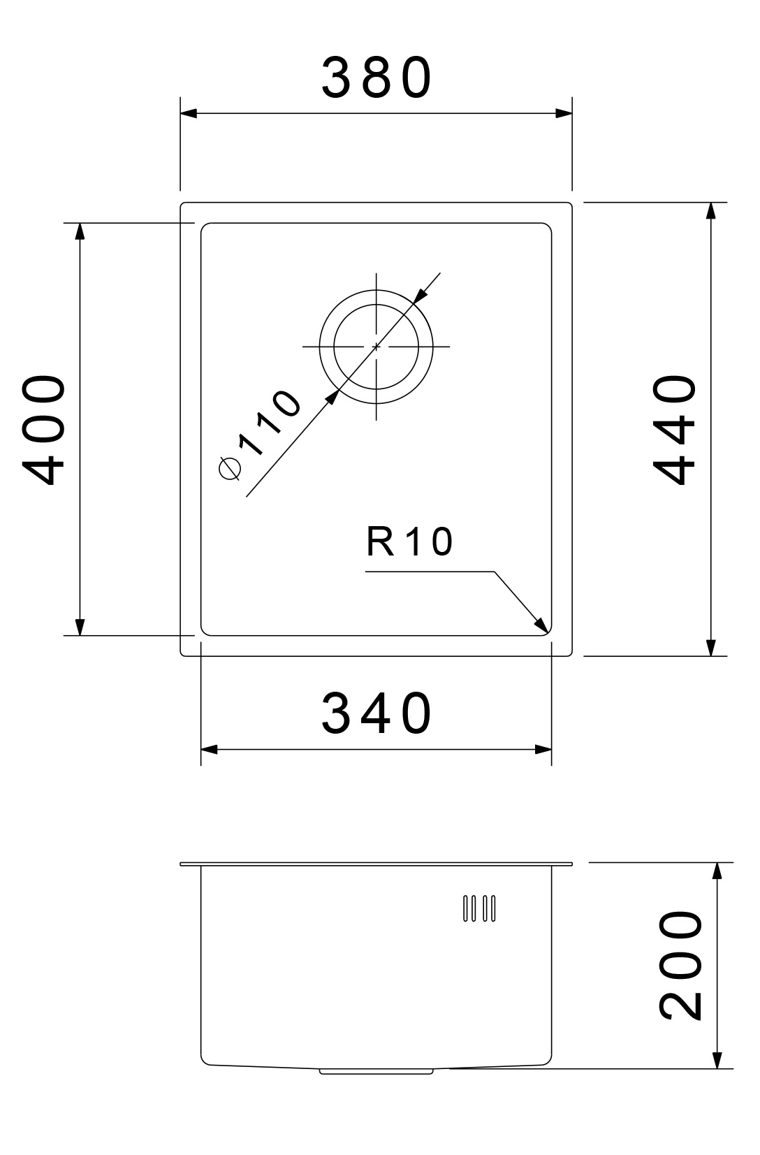 Rivelato Rinox 3844 UN PVD black Мойка нерж.сталь 1 чаша 380*440*200 мм арт.3844 UN PVD black
